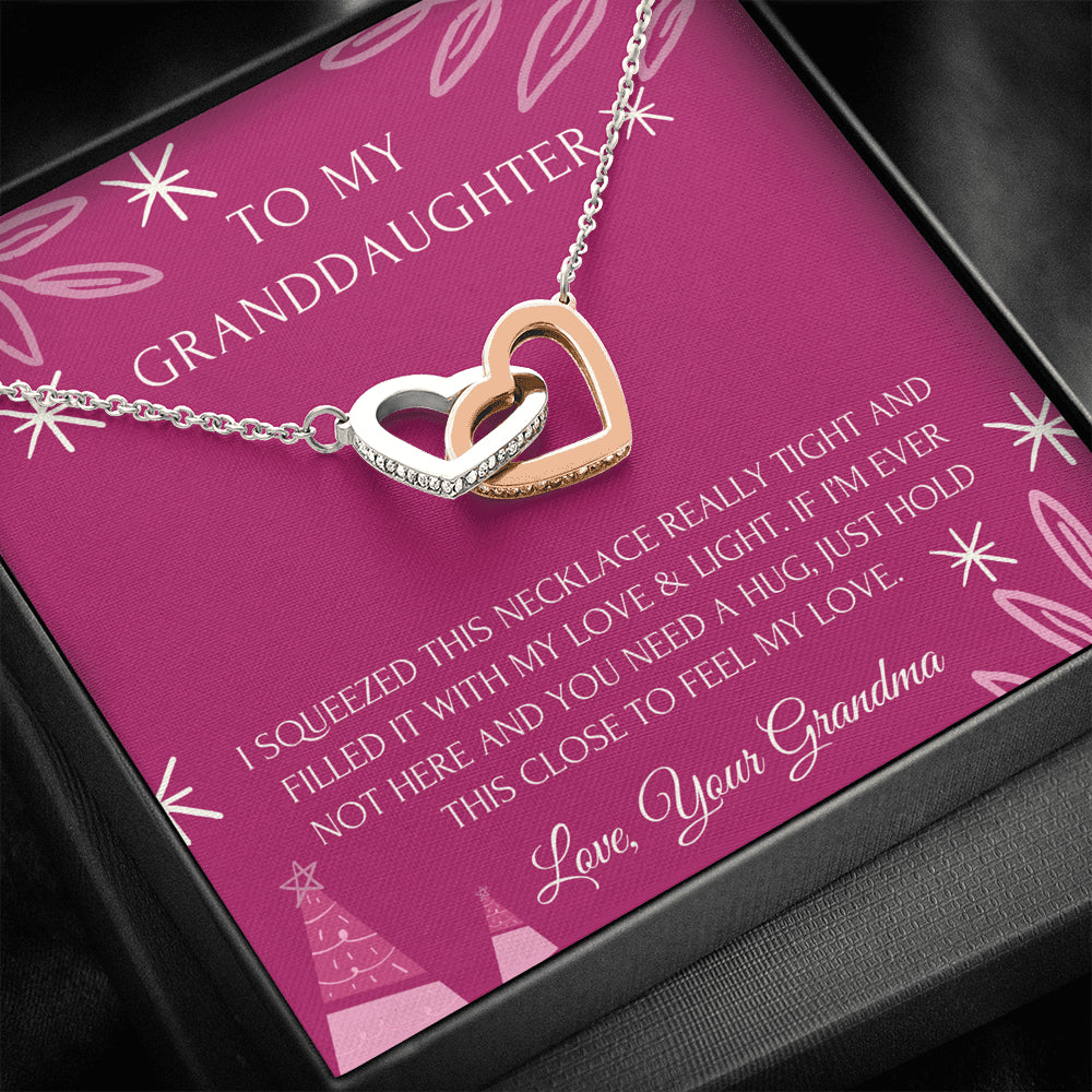To My Granddaughter Interlocking Heart Necklace Gift from Grandma