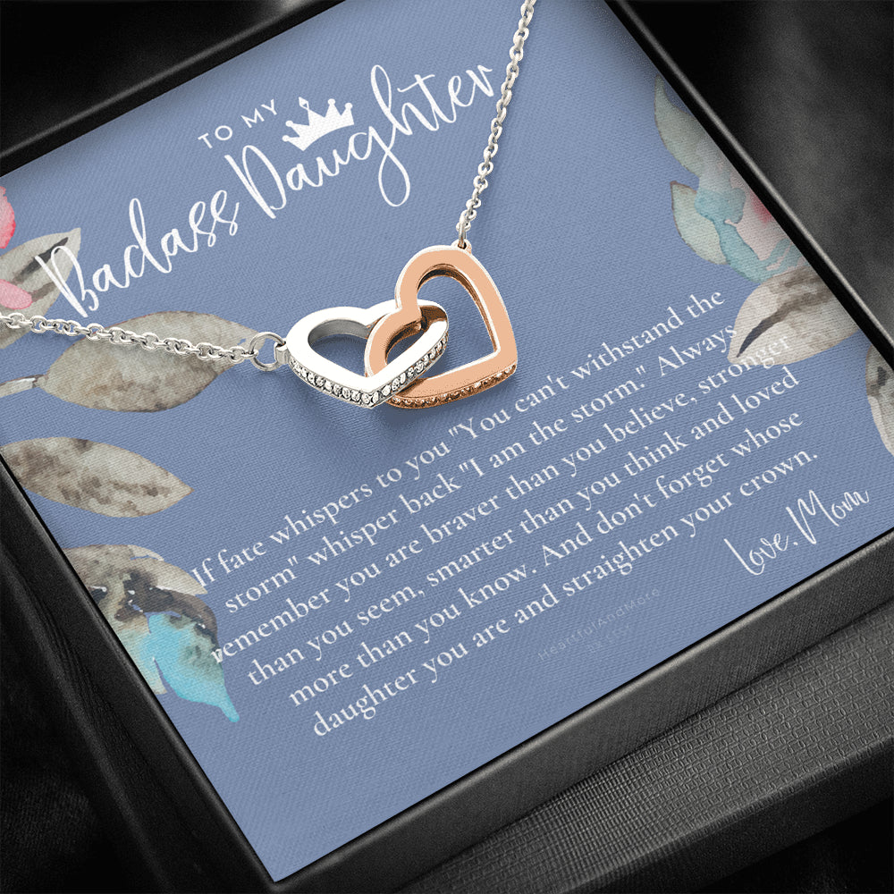 Daughter Gift from Mom, Heart Necklace Daughter Gift, Interlocking Necklace to Daughter, Daughter Graduation, Birthday Gift, Necklace