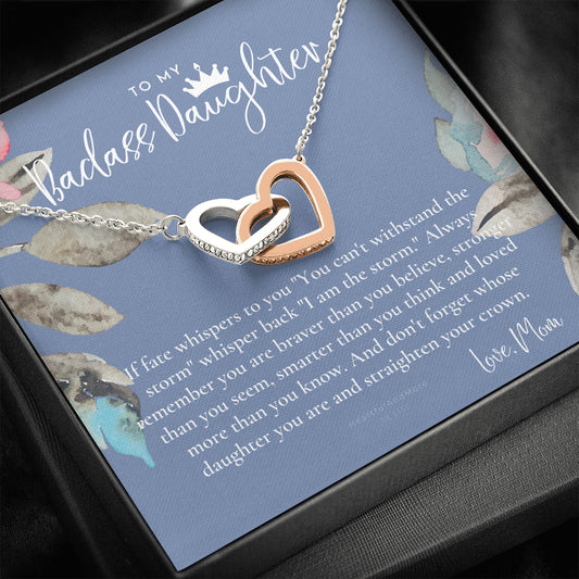 Daughter Gift from Mom, Heart Necklace Daughter Gift, Interlocking Necklace to Daughter, Daughter Graduation, Birthday Gift, Necklace