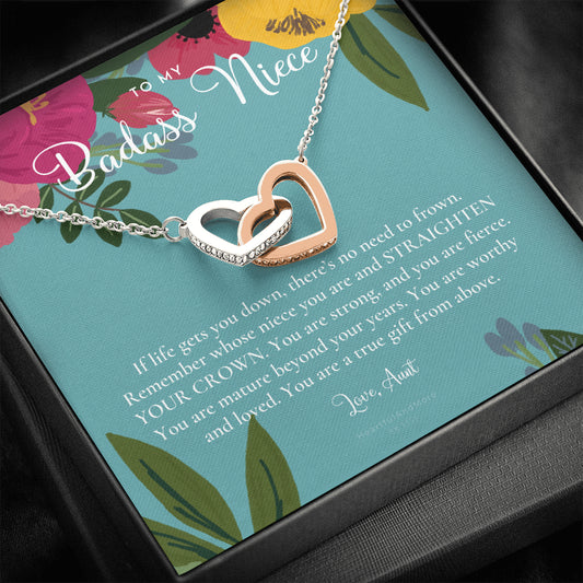 To My Badass Niece, Straighten Your Crown Necklace, Aunt Niece Necklace, Niece Birthday Gift, Niece Graduation Gift