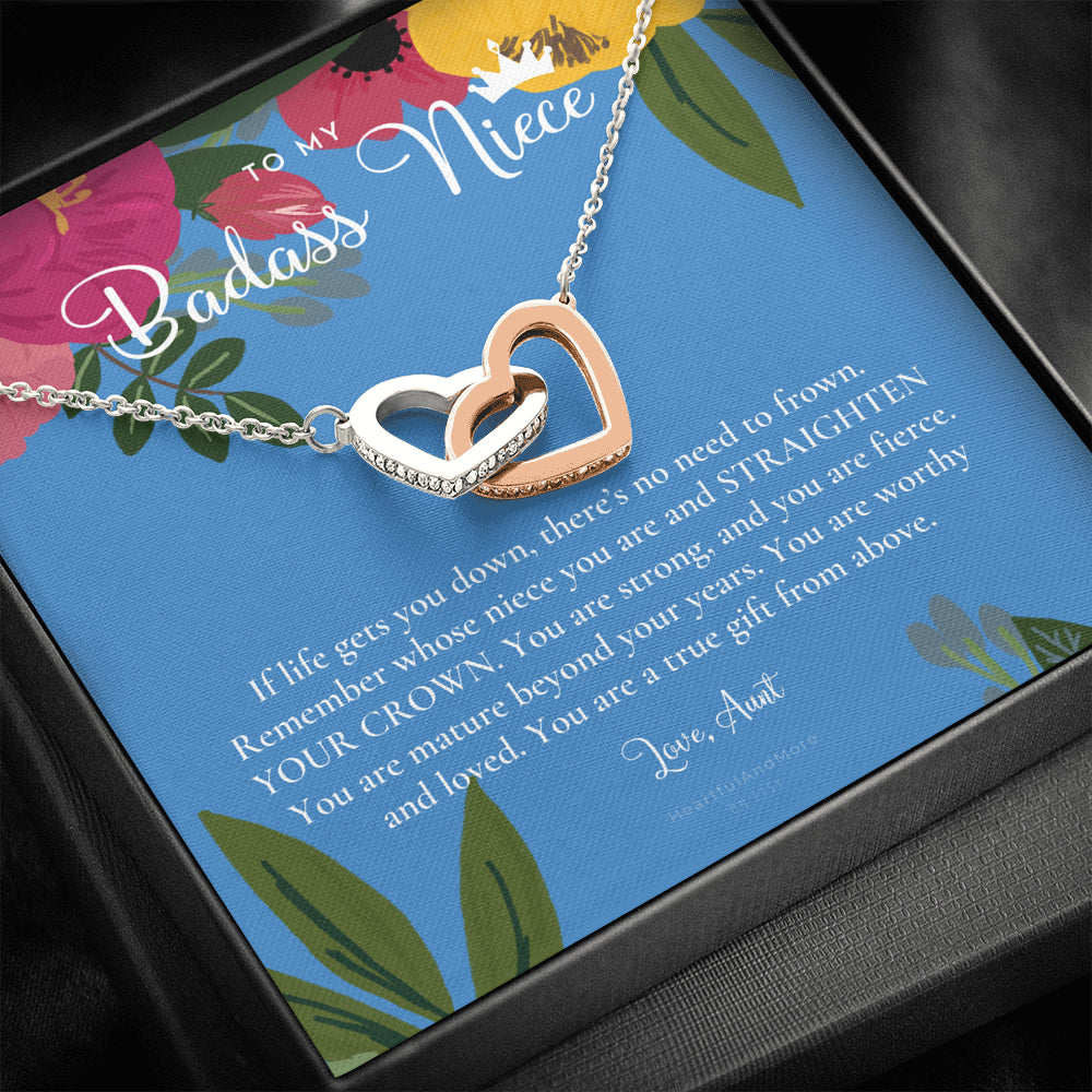 To My Badass Niece, Straighten Your Crown Necklace, Aunt Niece Necklace, Niece Birthday Gift, Niece Graduation Gift