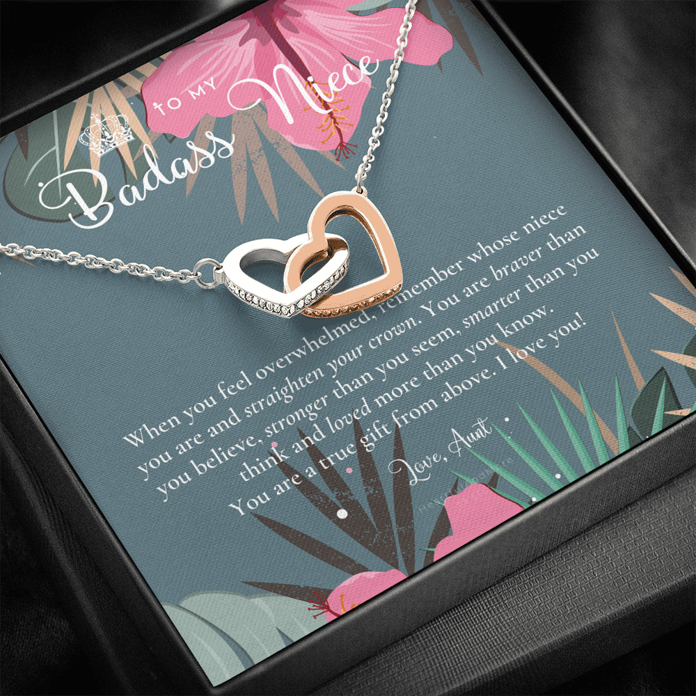To My Badass Niece, Straighten Your Crown Necklace, Aunt Niece Necklace, Niece Birthday Gift, Niece Graduation Gift