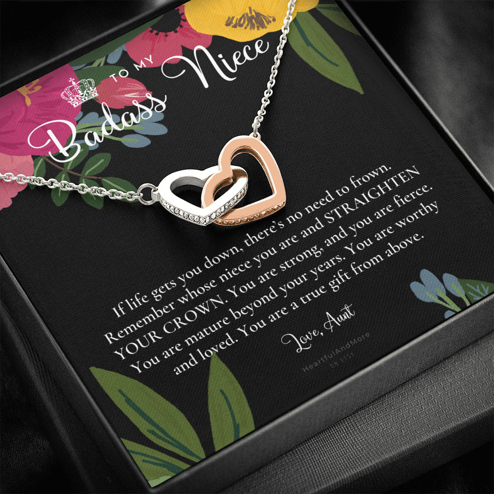 To My Badass Niece, Straighten Your Crown Necklace, Aunt Niece Necklace, Niece Birthday Gift, Niece Graduation Gift