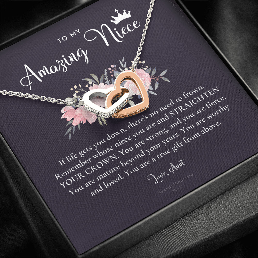 To My Amazing Niece, Straighten Your Crown Necklace, Aunt Niece Necklace, Niece Birthday Gift, Niece Graduation Gift