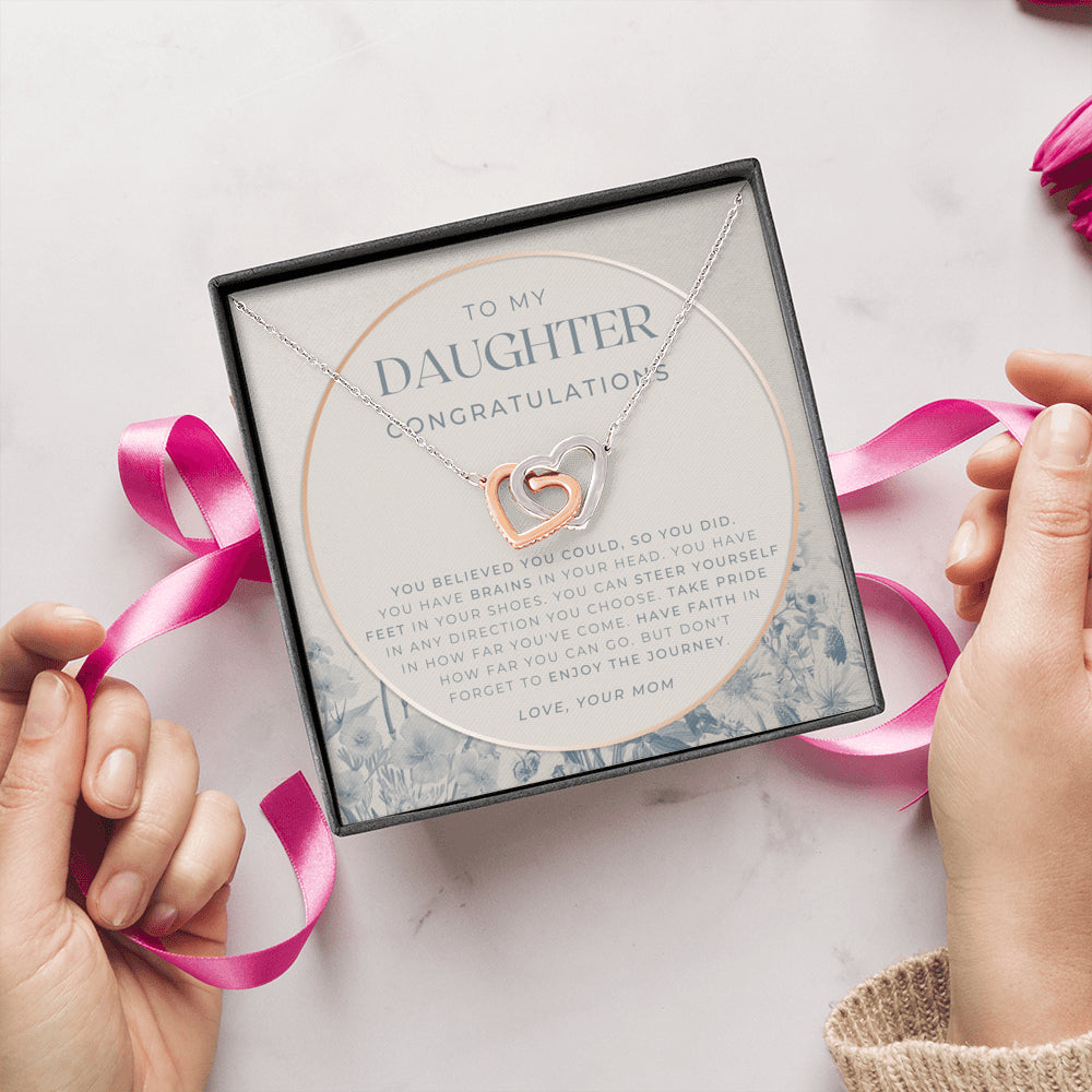 Interlocking Necklace, To My Daughter, Live Your Dreams Necklace, Gift for Daughter from Mom, Graduation