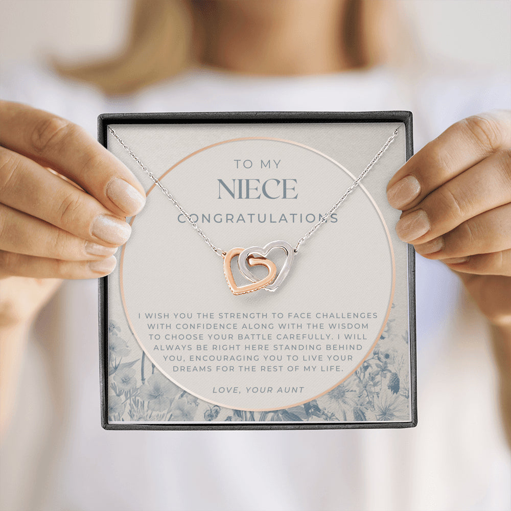 Interlocking Necklace, To My Niece, Live Your Dreams Necklace, Gift for Niece from Aunt, Niece Birthday, Graduation