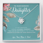 Love Knot Necklace, To Our Badass Daughter, Straighten Your Crown Necklace, Parents Daughter Necklace, Daughter Graduation Gift, Graduation on Pandemic