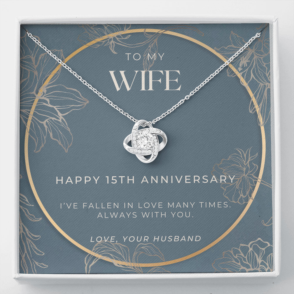 15 Year Anniversary Gift for Wife | Love Knot Necklace