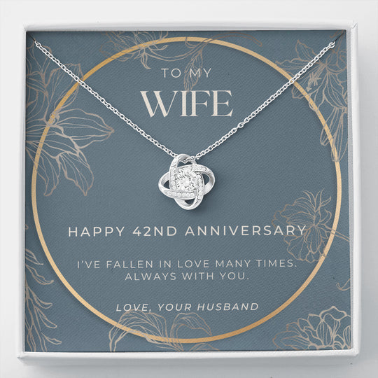 42 Year Anniversary Gift For Wife - Love Knot Necklace