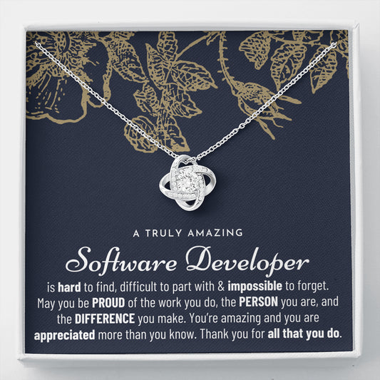 Gift For Female Software Developer, Software Developer Gift, Software Developer Appreciation Gift, Birthday, Love Knot Necklace