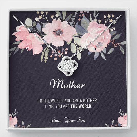 Mom Necklace, Gift from Daughter, Birthday Gift for Mom, Gift for Mother's Day, Love Knot Necklace for Mom, Daughter to Mother Gift