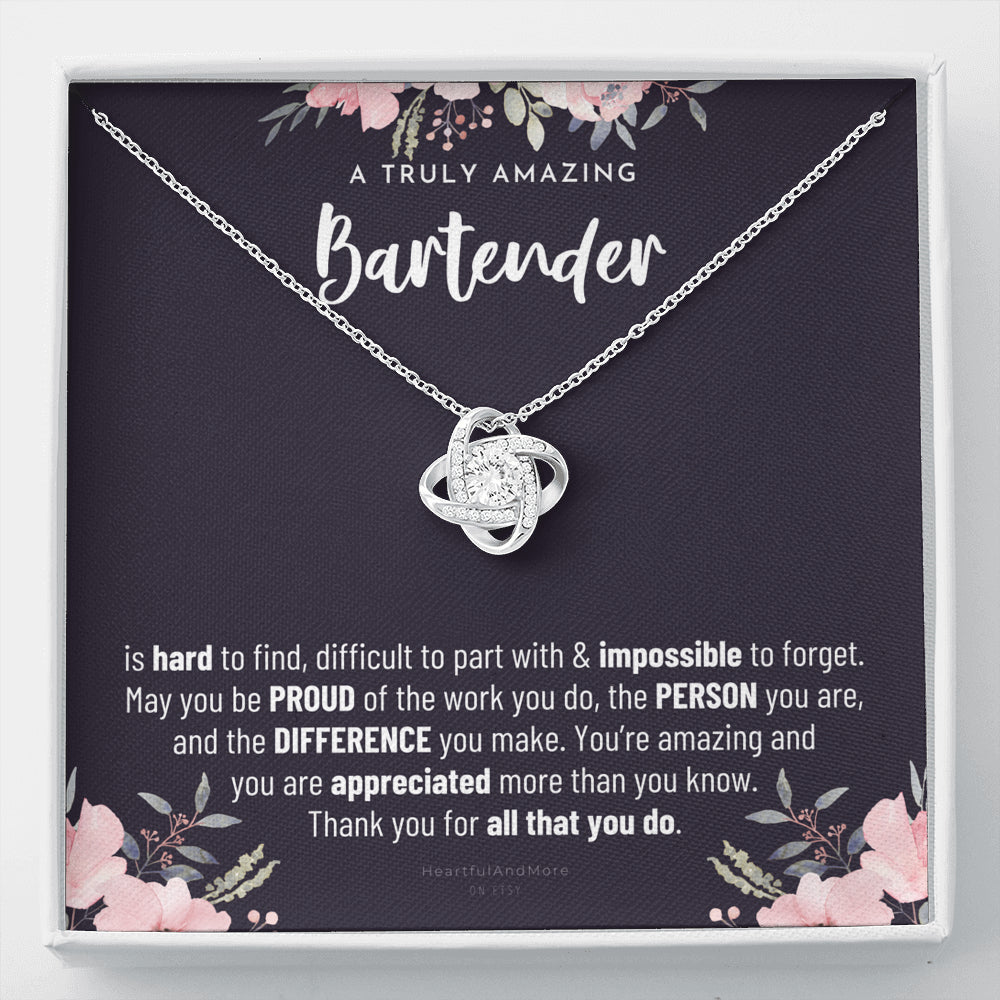 Gift For Female Bartender, Bartender Gift, Bartender Appreciation Gift, Birthday, Love Knot Necklace