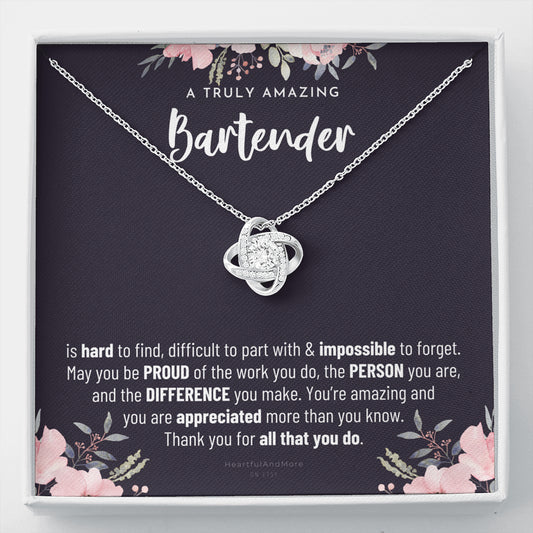 Gift For Female Bartender, Bartender Gift, Bartender Appreciation Gift, Birthday, Love Knot Necklace