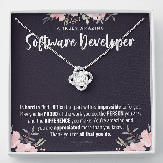 Gift For Female Software Developer, Software Developer Gift, Software Developer Appreciation Gift, Birthday, Love Knot Necklace