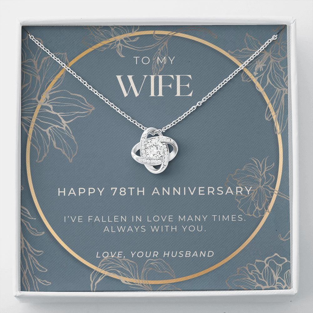 78 Year Anniversary Gift For Wife - Love Knot Necklace