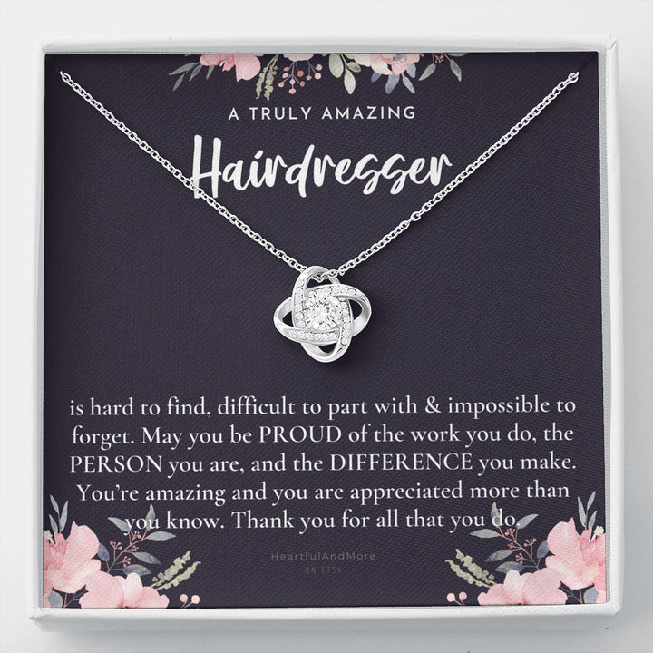 Gift For Female Hair Dresser, Hair Dresser Retirement Gift, Hair Dresser Appreciation Gift, Birthday, Love Knot Necklace