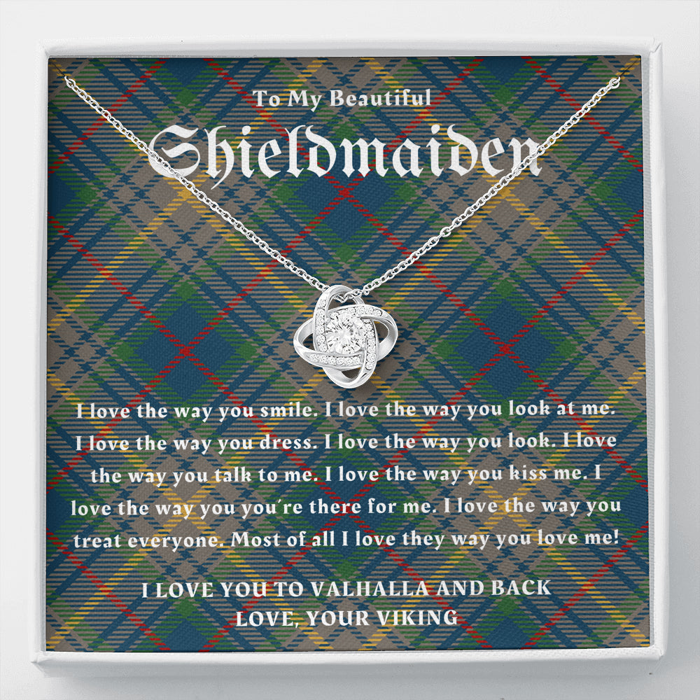 To My Shieldmaiden, Love You To Valhalla, Viking Gift, Personalized Viking Gifts, For Viking Wife, Viking Girlfriend Gift, Love Knot Necklace