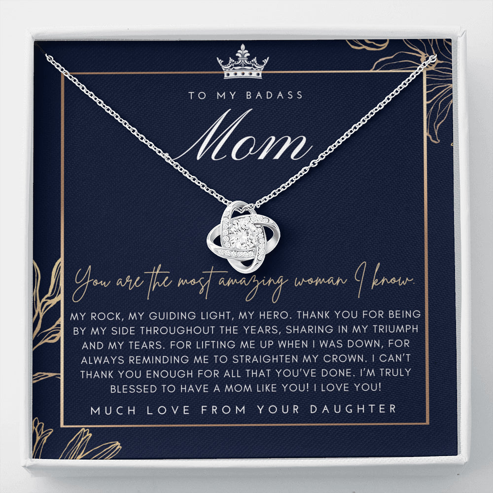 Love Knot Necklace | To My Badass Mom Necklace | Mother’s Day Gift | Personalized Mom Gift | Mothers Necklace | Gift for Mom | Best Mom Gift | Interlock Heart