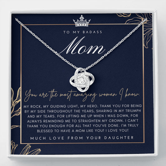 Love Knot Necklace | To My Badass Mom Necklace | Mother’s Day Gift | Personalized Mom Gift | Mothers Necklace | Gift for Mom | Best Mom Gift | Interlock Heart
