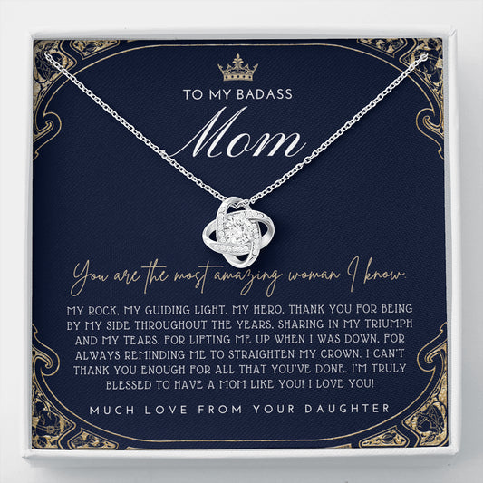 Love Knot Necklace | To My Badass Mom Necklace | Mother’s Day Gift | Personalized Mom Gift | Mothers Necklace | Gift for Mom | Best Mom Gift | Interlock Heart