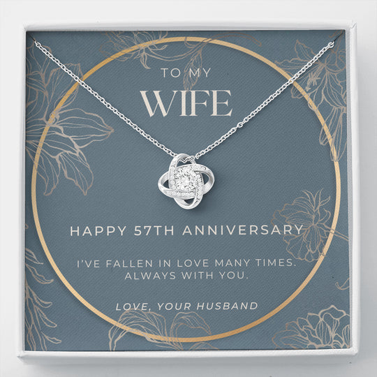 57 Year Anniversary Gift For Wife - Love Knot Necklace