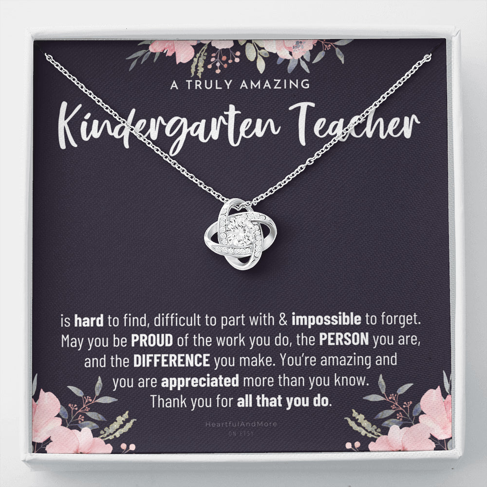 Gift For Female Kindergarten Teacher, Kindergarten Teacher Retirement Gift, Kindergarten Teacher Appreciation Gift, Birthday, Love Knot Necklace