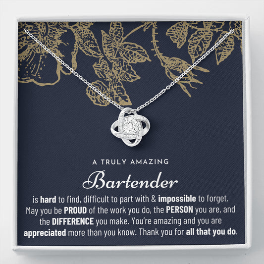 Gift For Female Bartender, Bartender Gift, Bartender Appreciation Gift, Birthday, Love Knot Necklace