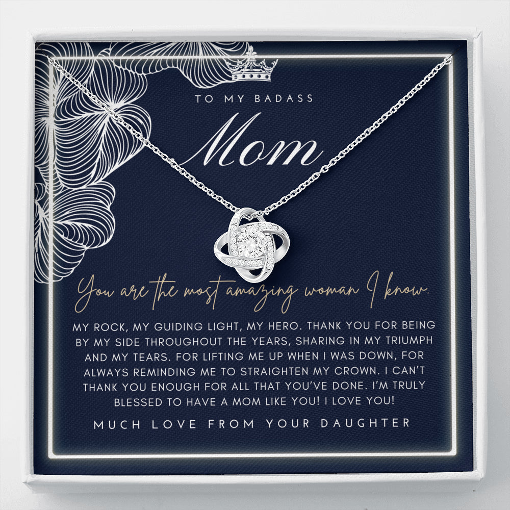 Love Knot Necklace | To My Badass Mom Necklace | Mother’s Day Gift | Personalized Mom Gift | Mothers Necklace | Gift for Mom | Best Mom Gift | Interlock Heart
