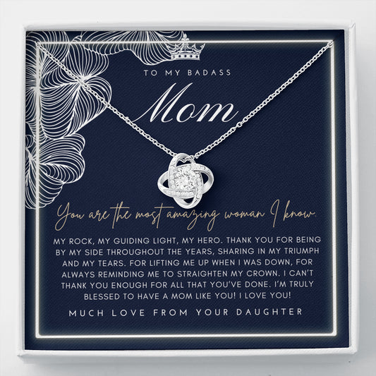Love Knot Necklace | To My Badass Mom Necklace | Mother’s Day Gift | Personalized Mom Gift | Mothers Necklace | Gift for Mom | Best Mom Gift | Interlock Heart