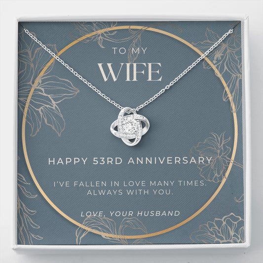 53 Year Anniversary Gift For Wife - Love Knot Necklace