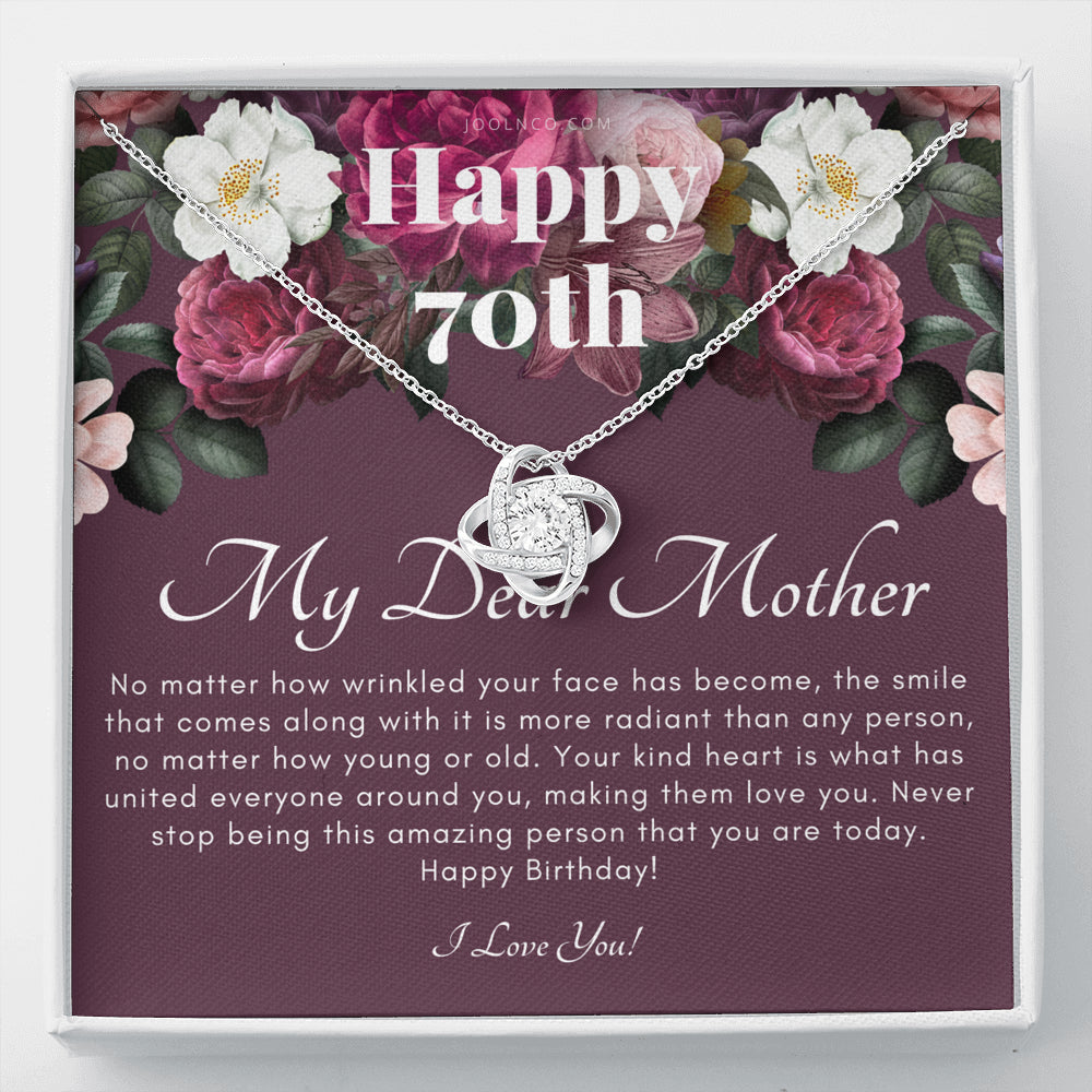 Love Knot Necklace | Mother's 70th Birthday Gift | Gift for Mom on her birthday | Gift For Mom from Daughter & Son | Mom Necklace | Best Mom Gift Message Card