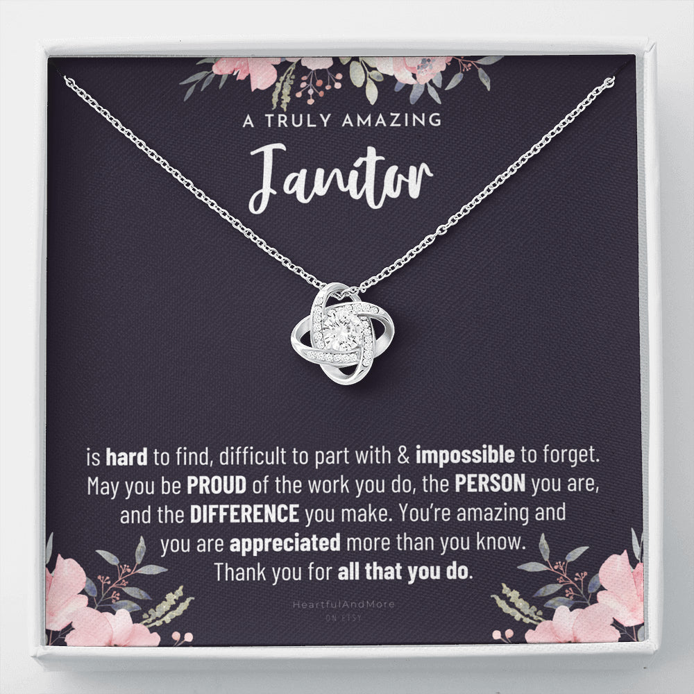 Gift For Female Janitor, Janitor Gift, Janitor Appreciation Gift, Birthday, Love Knot Necklace