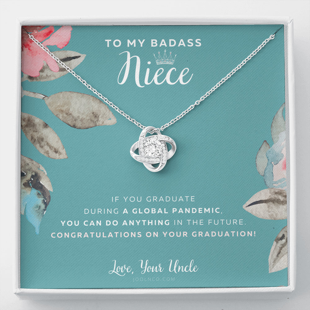 Love Knot Necklace, To My Badass Niece, Straighten Your Crown Necklace, Uncle Niece Necklace, Niece Graduation Gift, Graduation on Pandemic