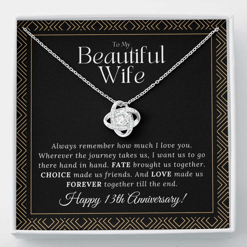 13 Year Anniversary Gift For Wife - Love Knot Necklace