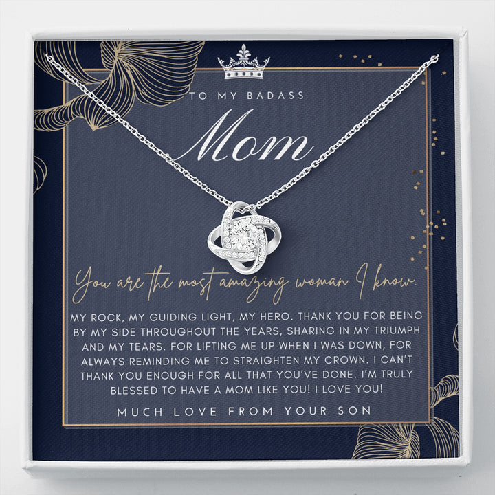 Badass Mom Gift | To My Badass Mom Necklace | Mother’s Day Gift | Gift from Son to Mom on Wedding Day | Beautiful Mom gift | Love Knot