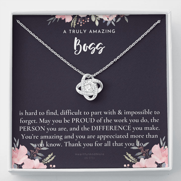 Gift For Female Boss, Boss Retirement Gift, Boss Appreciation Gift, Birthday, Love Knot Necklace