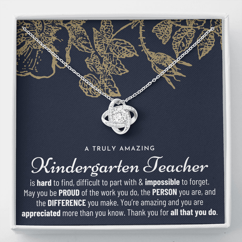 Gift For Female Kindergarten Teacher, Kindergarten Teacher Retirement Gift, Kindergarten Teacher Appreciation Gift, Birthday, Love Knot Necklace