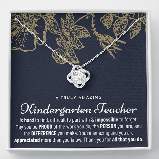 Gift For Female Kindergarten Teacher, Kindergarten Teacher Retirement Gift, Kindergarten Teacher Appreciation Gift, Birthday, Love Knot Necklace