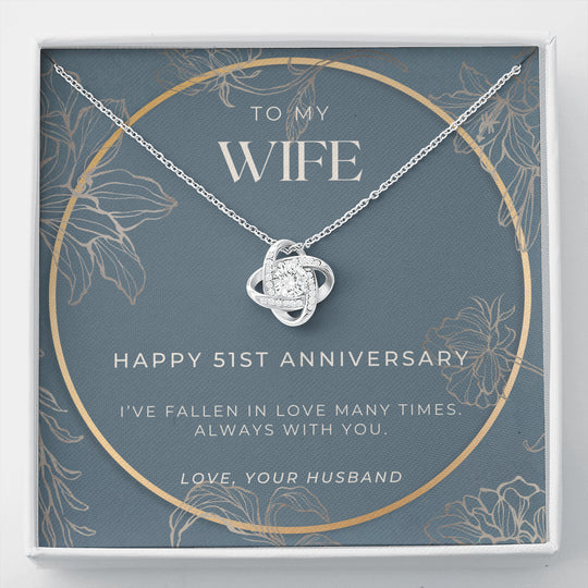 51 Year Anniversary Gift For Wife - Love Knot Necklace