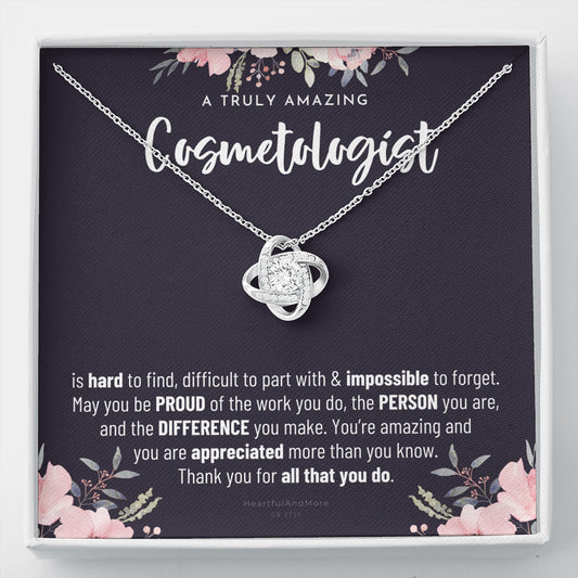 Gift For Female Cosmetologist, Cosmetologist Gift, Cosmetologist Appreciation Gift, Birthday, Love Knot Necklace
