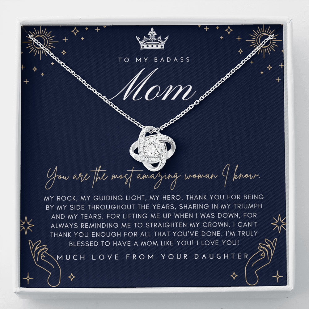 Love Knot Necklace | To My Badass Mom Necklace | Mother’s Day Gift | Personalized Mom Gift | Mothers Necklace | Gift for Mom | Best Mom Gift | Interlock Heart
