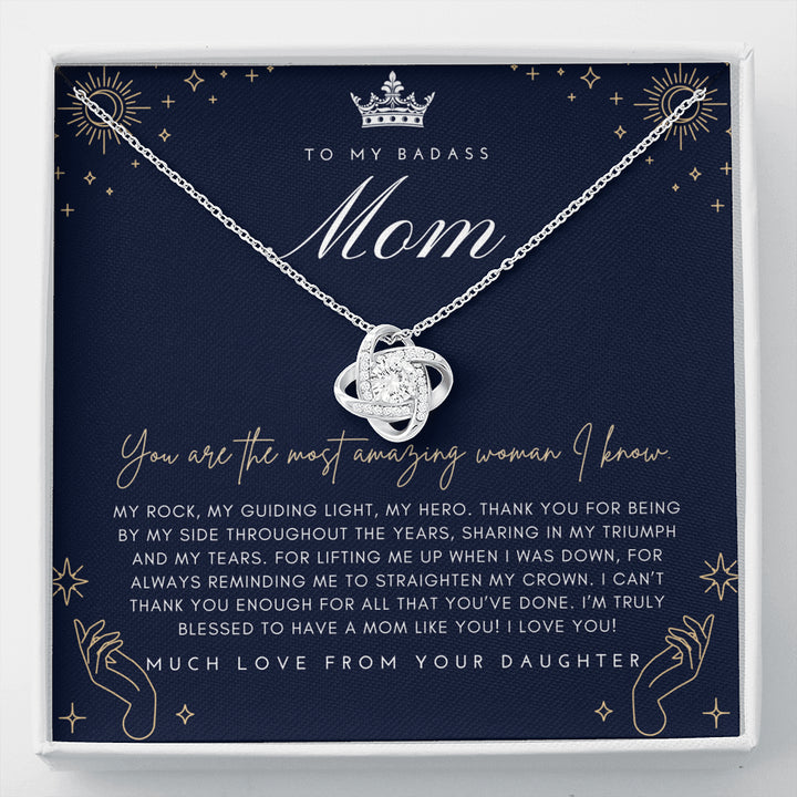 Love Knot Necklace | To My Badass Mom Necklace | Mother’s Day Gift | Personalized Mom Gift | Mothers Necklace | Gift for Mom | Best Mom Gift | Interlock Heart