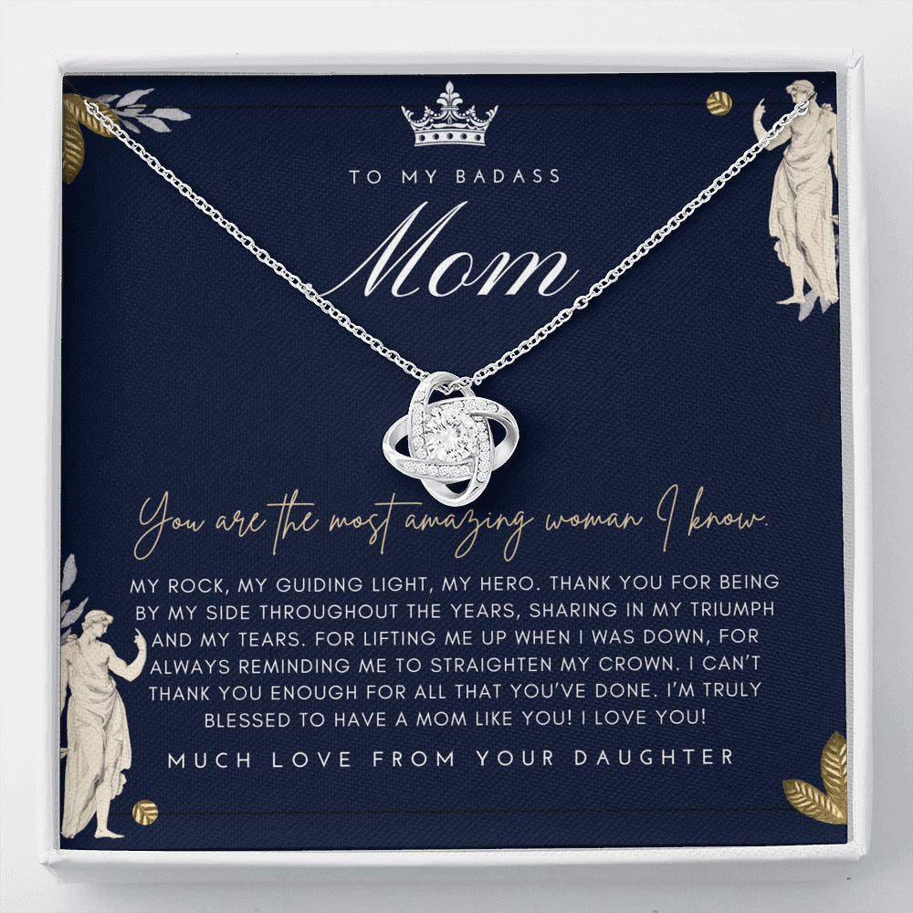Love Knot Necklace | To My Badass Mom Necklace | Mother’s Day Gift | Personalized Mom Gift | Mothers Necklace | Gift for Mom | Best Mom Gift | Interlock Heart