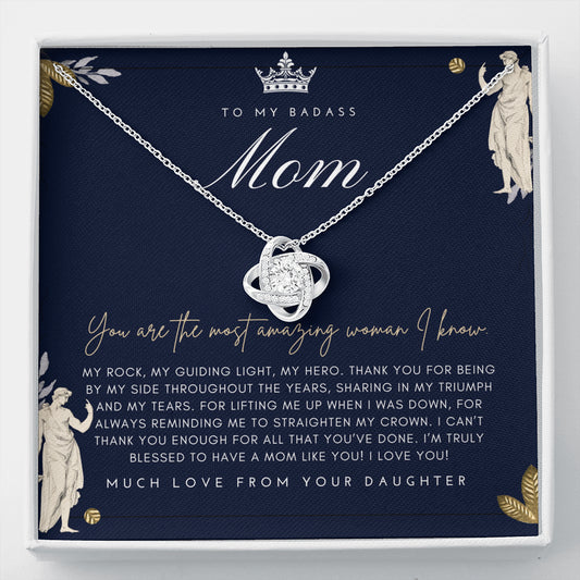 Love Knot Necklace | To My Badass Mom Necklace | Mother’s Day Gift | Personalized Mom Gift | Mothers Necklace | Gift for Mom | Best Mom Gift | Interlock Heart