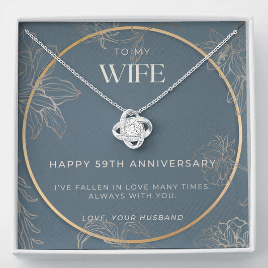 59 Year Anniversary Gift For Wife - Love Knot Necklace