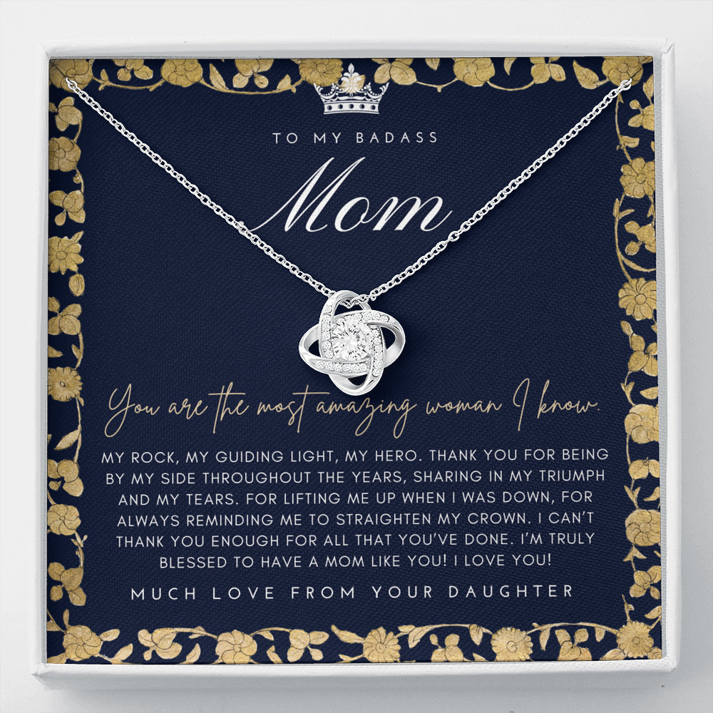 Love Knot Necklace | To My Badass Mom Necklace | Mother’s Day Gift | Personalized Mom Gift | Mothers Necklace | Gift for Mom | Best Mom Gift | Interlock Heart