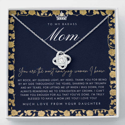 Love Knot Necklace | To My Badass Mom Necklace | Mother’s Day Gift | Personalized Mom Gift | Mothers Necklace | Gift for Mom | Best Mom Gift | Interlock Heart