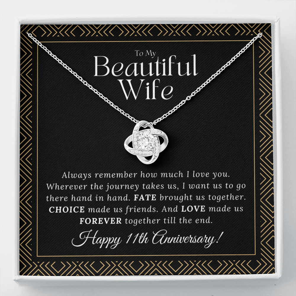 11 Year Anniversary Gift For Wife - Love Knot Necklace