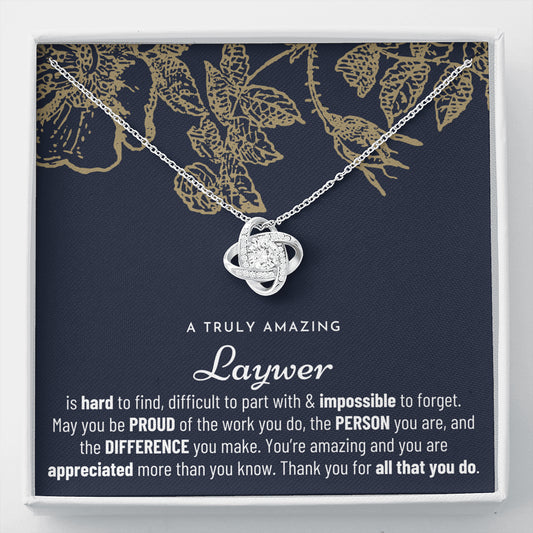 Gift For Female Laywer, Laywer Gift, Laywer Appreciation Gift, Birthday, Love Knot Necklace
