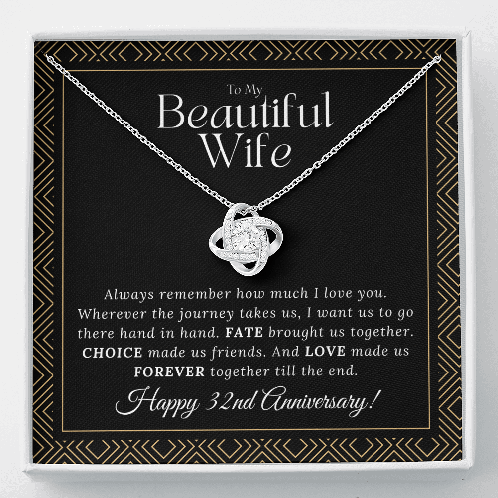 32 Year Anniversary Gift For Wife - Love Knot Necklace